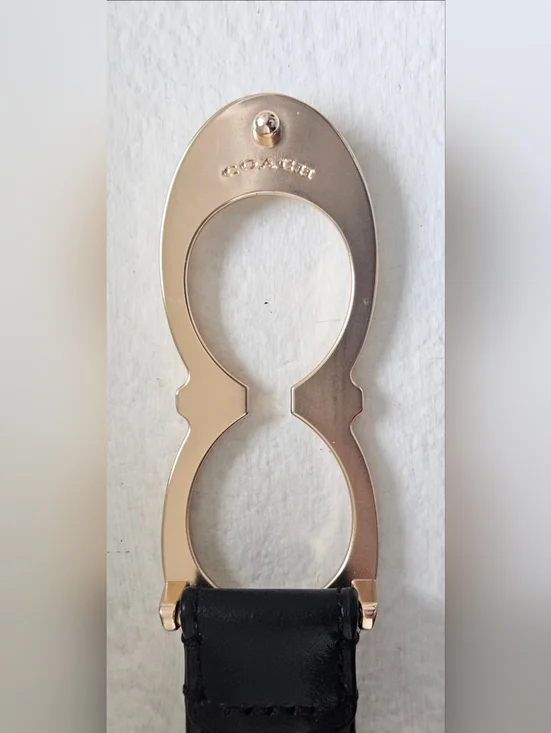 Coach Signature Buckle Belt 25mm Style No. C1725 Black/Gold Small - Picture 6 of 11